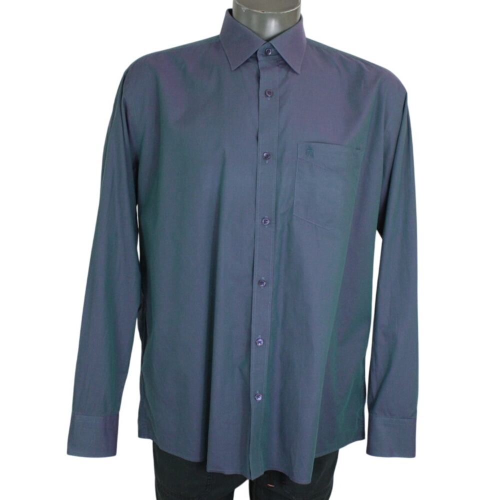 Vintage 90s Iridescent Purple Button Up Shirt Mens L Festival Rave Y2K